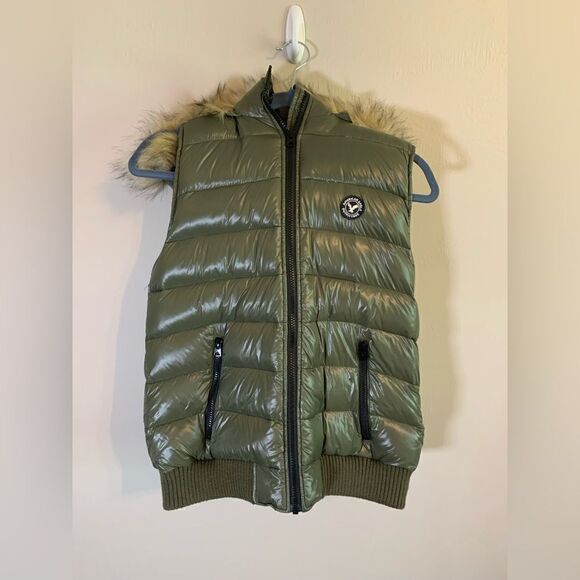 American Eagle Duck Down Blend Green Puffer Vest size L - Picture 1 of 6